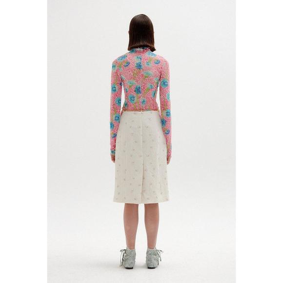 NEW EENK sol floral print mockneck top in pink multi - Picture 2 of 2